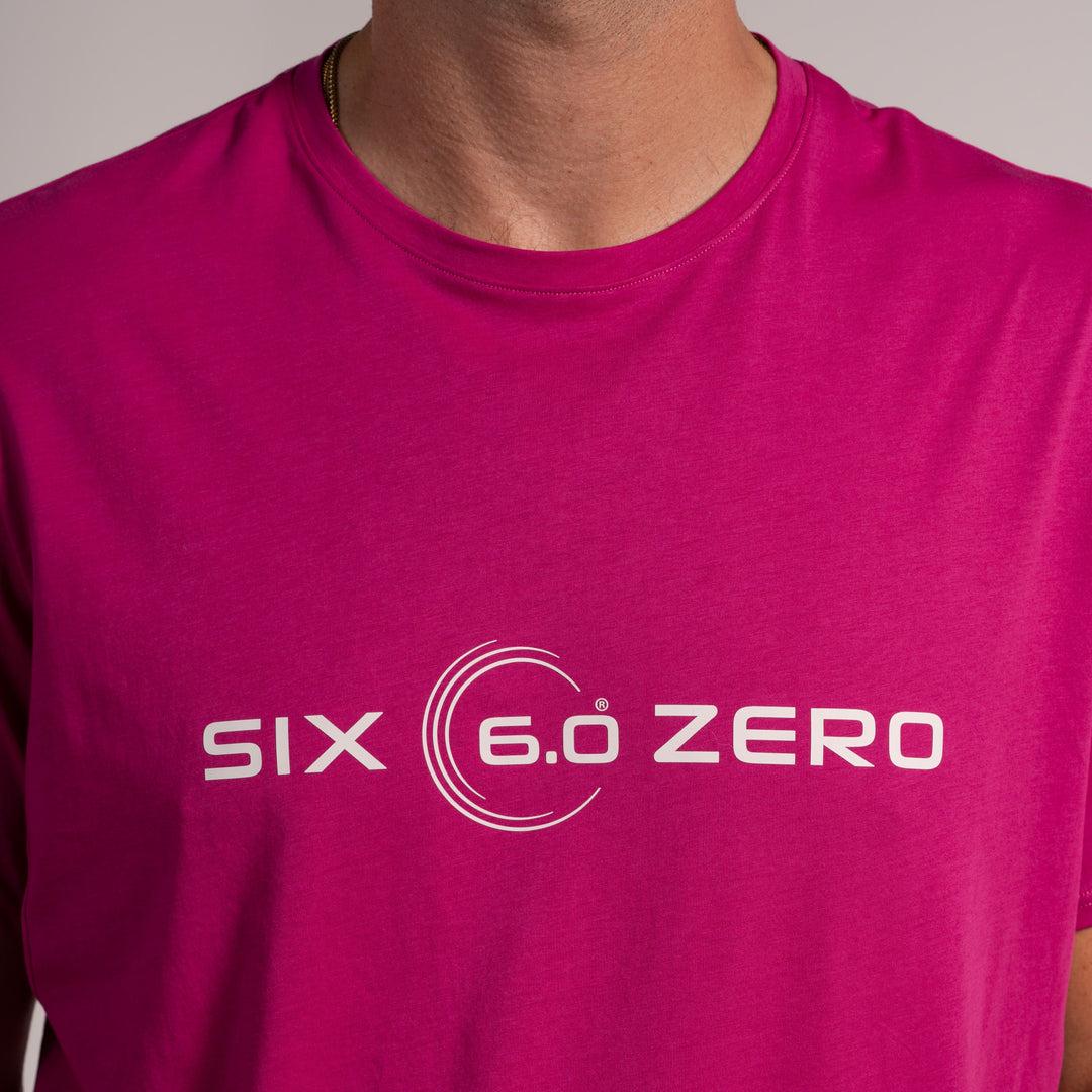 Mens Basic Short Sleeve Cotton Tee M Violet with White Logo