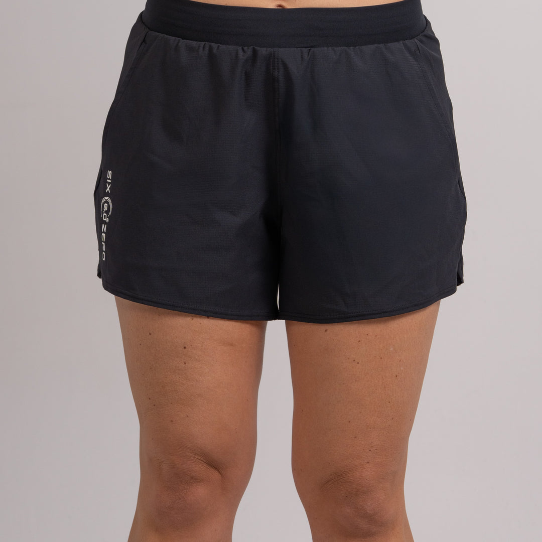 Womens Performance Short Black with White Logo