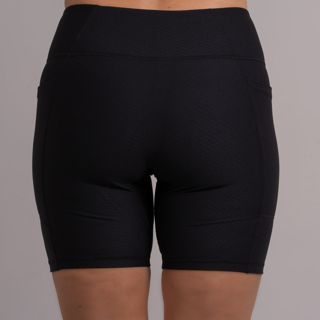 Womens Performance Tight Short Legging Black with White Logo