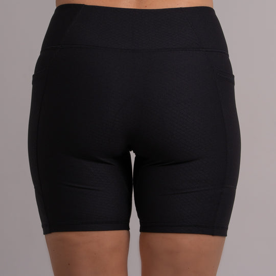 Womens Performance Tight Short Legging Black with White Logo