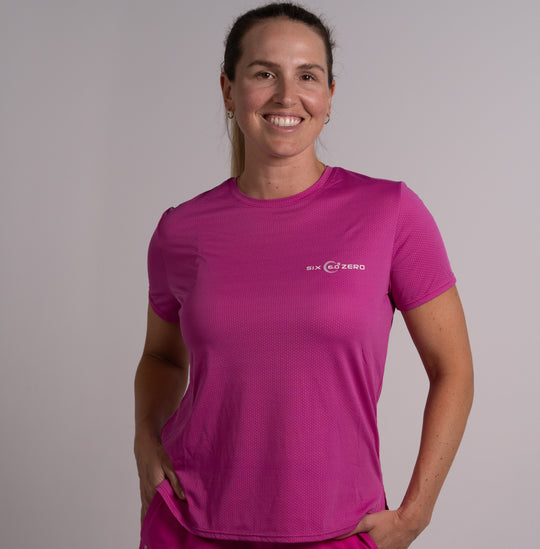 Womens Performance Active Tee Hazy Violet with White Logo
