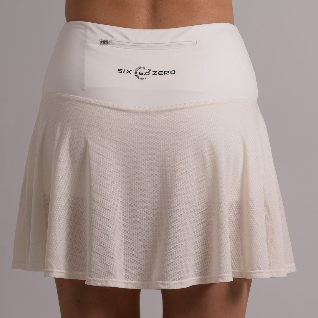 Womens Performance Court Skirt AU 6 Chalk with Black Logo
