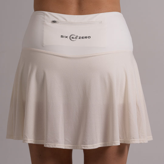 Womens Performance Court Skirt AU 6 Chalk with Black Logo