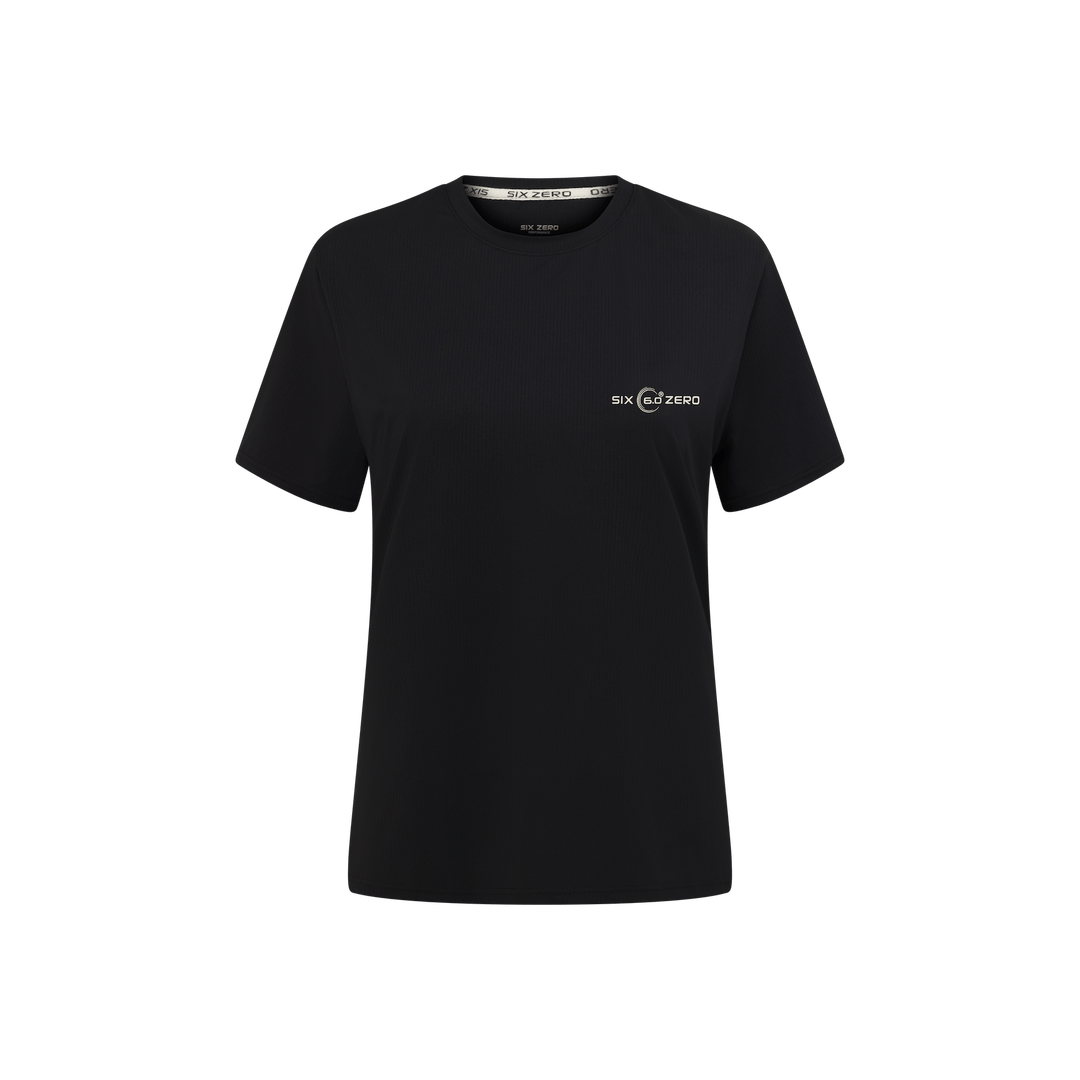 Womens Performance Active Tee Air Mesh Black with White Logo