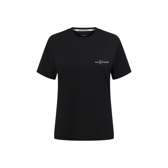 Womens Performance Active Tee Air Mesh Black with White Logo