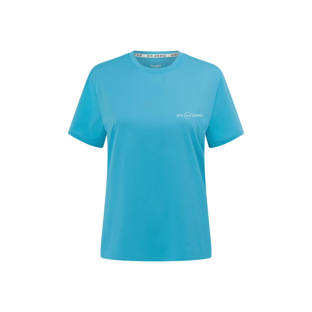 Womens Performance Active Tee Air Mesh Ocean Blue with White Logo