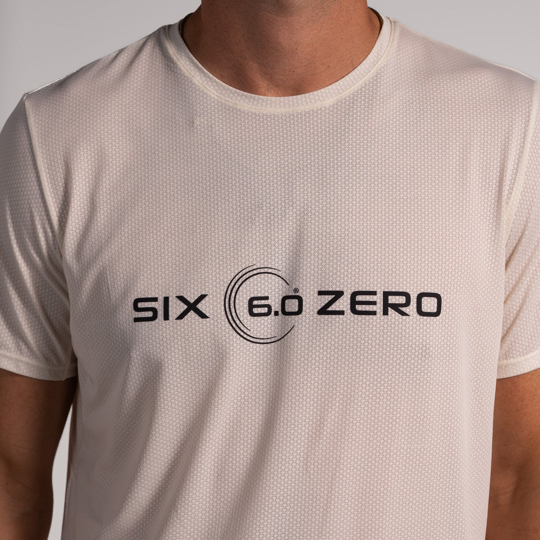 Mens Performance Active Tee Hazy Chalk with Black Logo