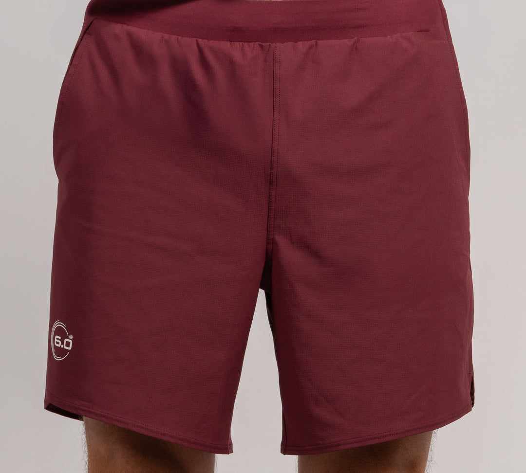 Mens Performance Short Burgundy with White Logo