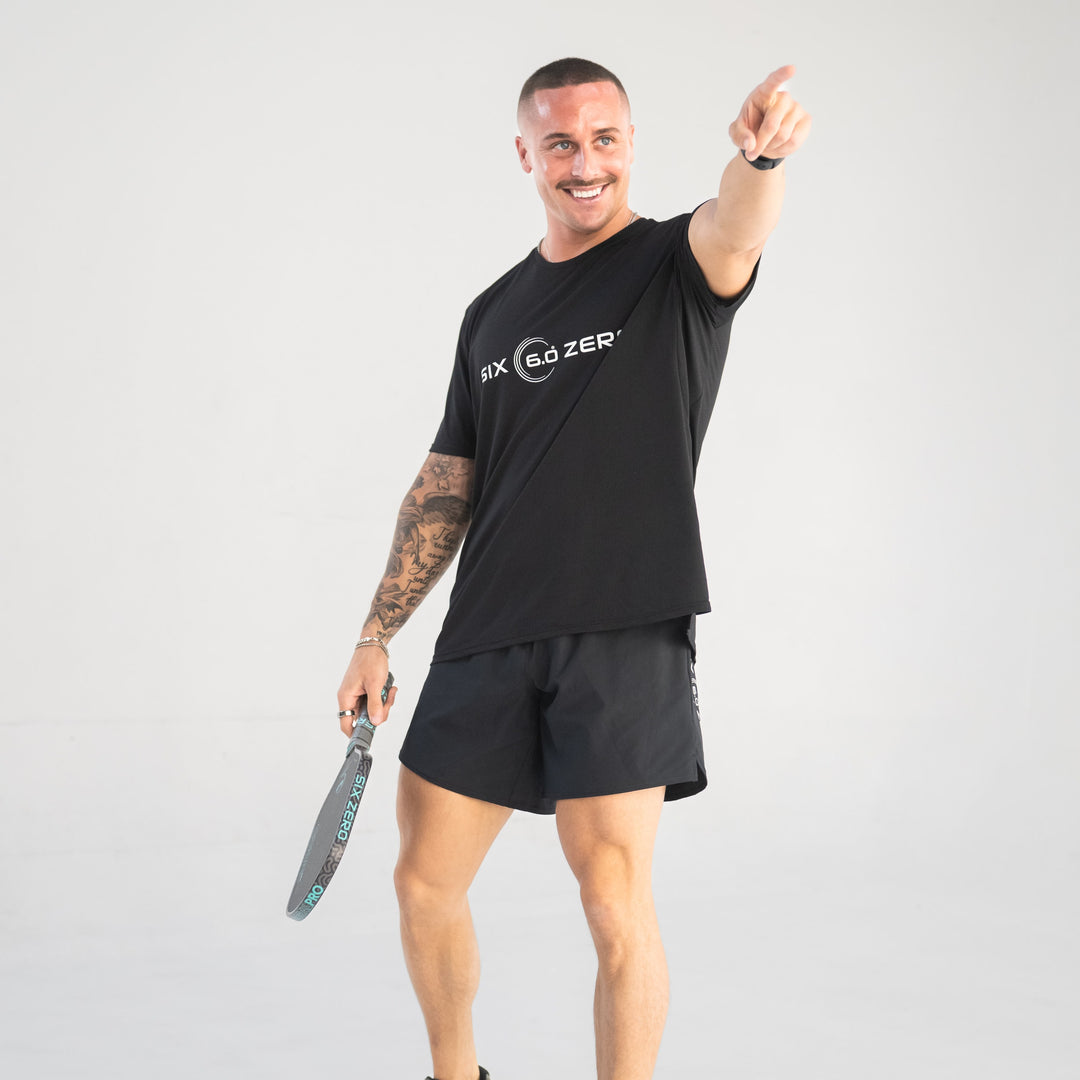 Mens Performance Active Tee Hazy Black with White Logo