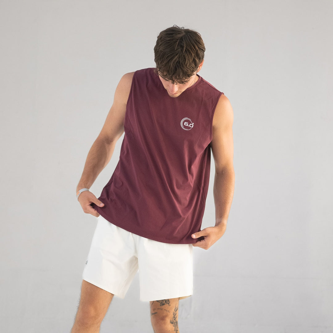 Mens Performance Power Tee Burgundy with White Logo