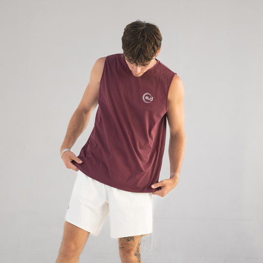 Mens Performance Power Tee Burgundy with White Logo
